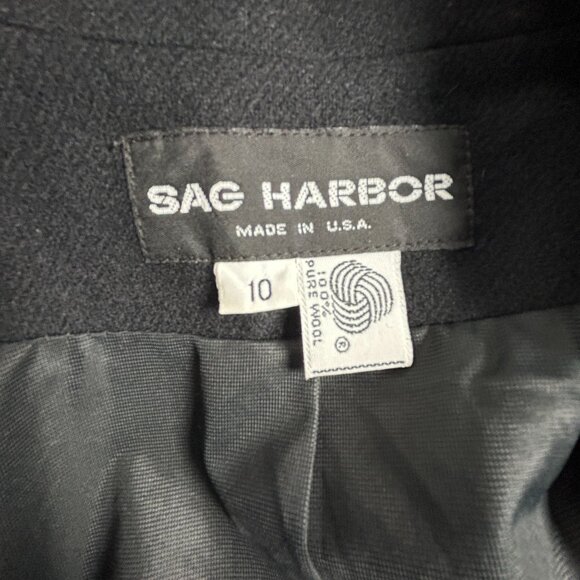 Sag Harbor Womens Black Wool Single Breasted Blazer Jacket Size 10 Made In USA - Picture 3 of 9